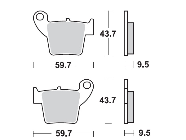 MINO : ( 35-943 ) M0346S  , Brake Pads Sinter , Fits : Honda Rear  (sintered metal ) Soft  for Dry conditions