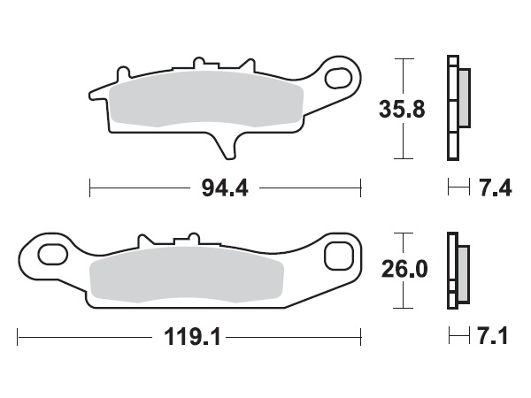 MINO Brake Pads Sinter , Fits :  ( 35-953 ) M0342M , Kawasaki     (sintered metal )-Medium,Wet condition