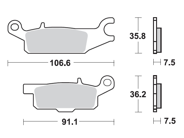 MINO Brake Pads Sinter , Fits :  ( 35-960 ) M0443M ,Yamaha     (sintered metal )-Medium,Wet condition