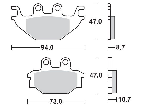 MINO : ( 35-983 ) M0377M  , Brake Pads Sinter , Fits : Cam Am     (sintered metal ) Medium for Wet condition
