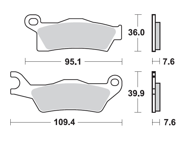 MINO Brake Pads Sinter , Fits :  ( 35-988 ) M0617M , Cam Am     (sintered metal )-Medium,Wet condition