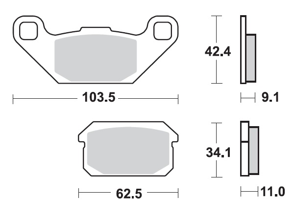 MINO : ( 35-996 ) M0431M  , Brake Pads Sinter , Fits : PGO (sintered metal ) Medium for Wet condition