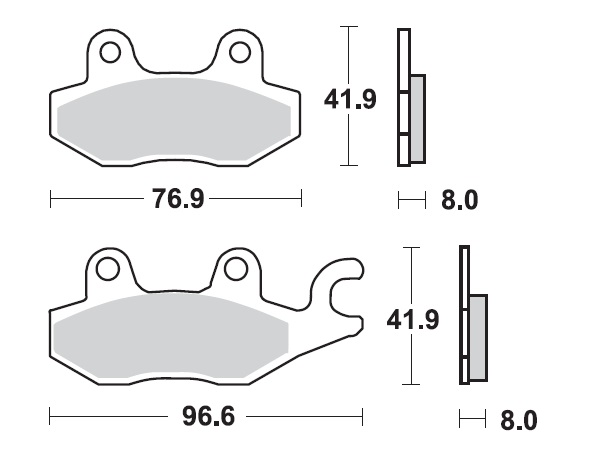MINO Brake Pads Sinter , Fits :  ( 35-926 ) M0165M , Quad     (sintered metal )-Medium,Wet condition
