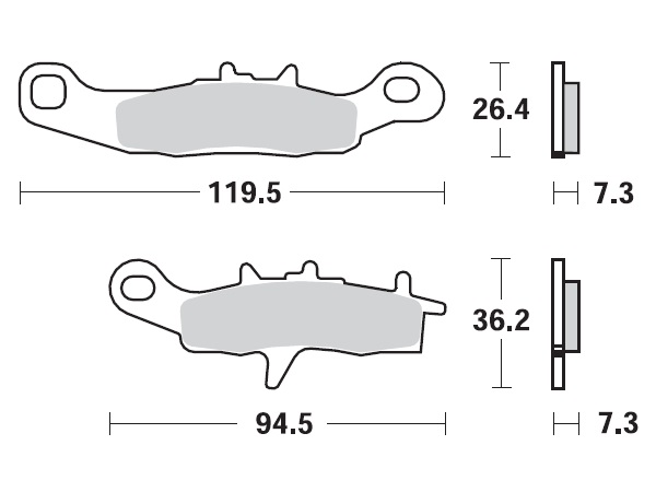 MINO : ( 35-939 ) M0258M  , Brake Pads Sinter , Fits : KX Front   (sintered metal ) Medium for Wet condition