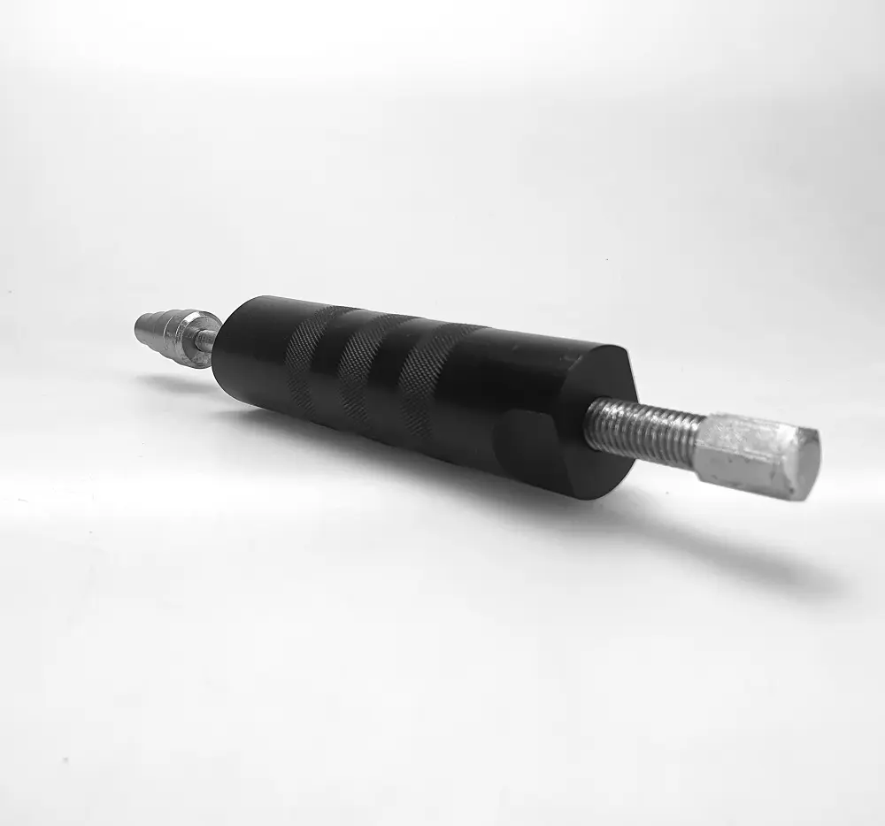 Universal motorcycle piston pin removal tool (12–24 mm), black aluminum alloy puller