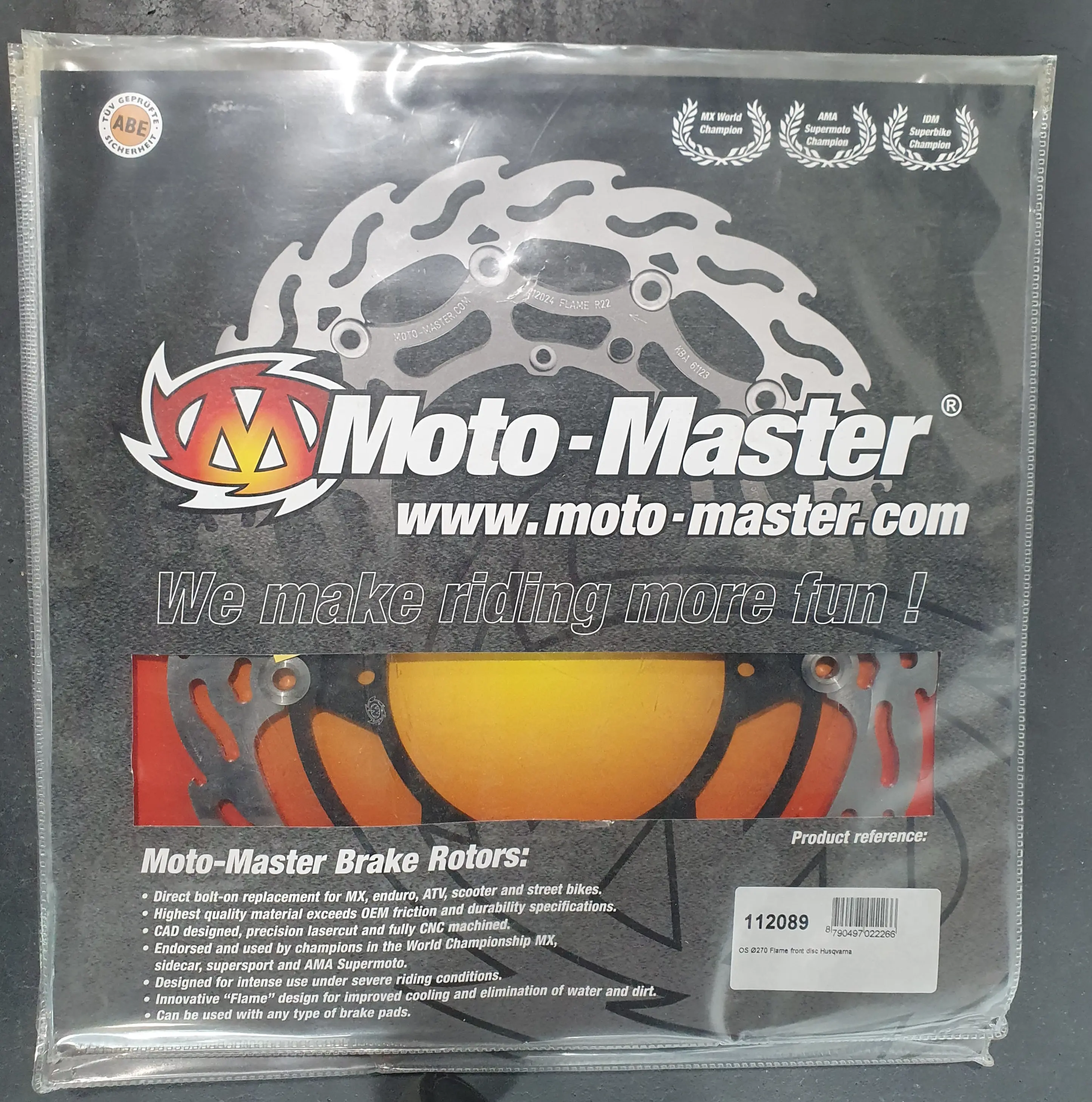 [112089 selling Out] Moto-Master : Flame MX disc | Floating | Front | Ø270mm | Black | Husqvarna Selling Out
