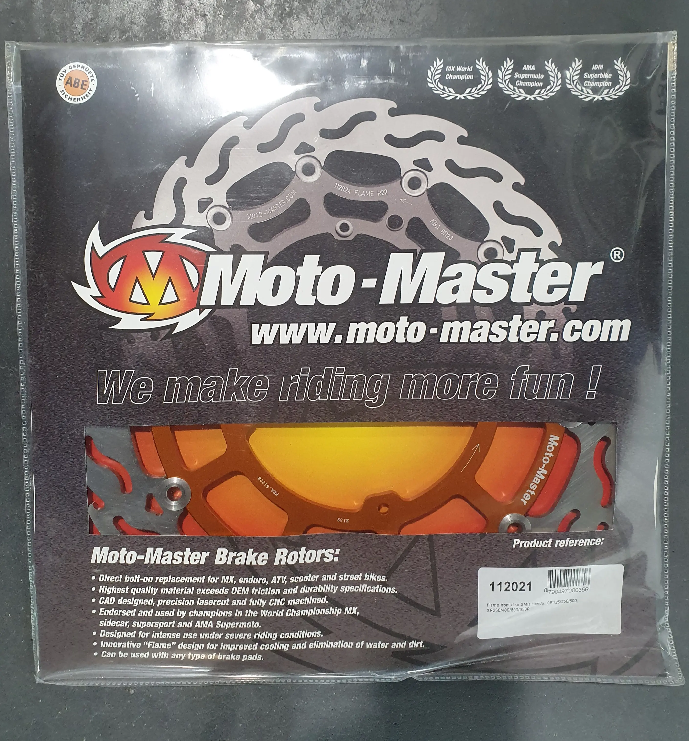 [112021 selling out] Moto-Master : Flame Supermoto Racing disc | Ø320mm | Honda: XR, CR | Orange inner ring