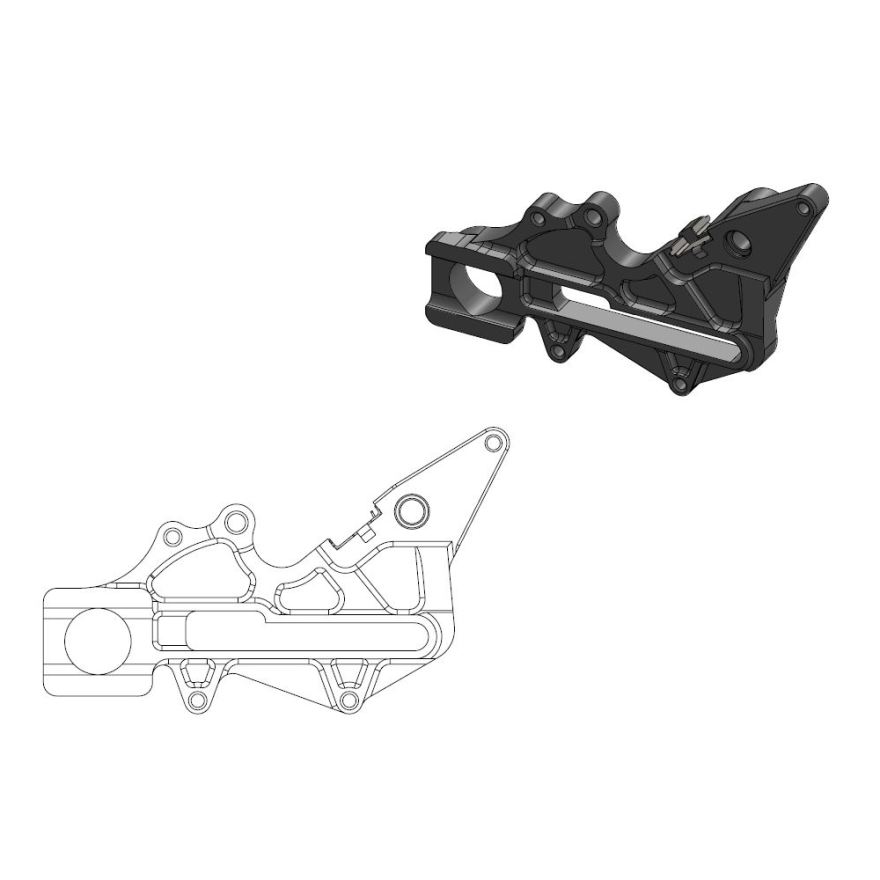 Moto-Master : Adapter | Rear | For Ø220mm | Black | Husqvarna Factory (Magura caliper) (incl. clip)