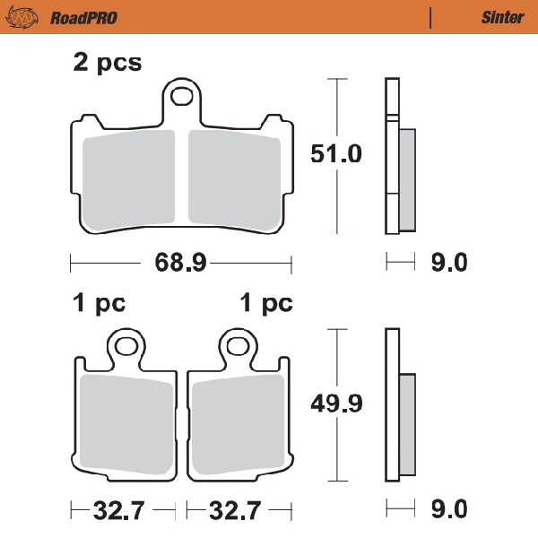Moto-Master :  Brake pad RoadPRO Sinter front