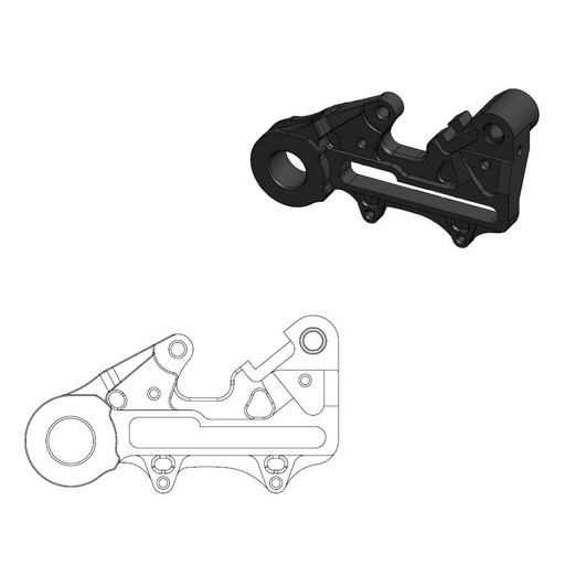 [211132] Rear adapter Ø220mm, 22mm axle: KTM, Husqvarna 2023-> (Black)