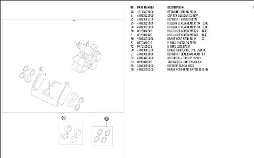 [MI-30-3012] ( 30-3012 ) piston set rear caliper ktm 85 2008