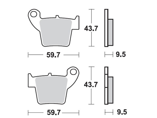 [MI-35-943-S] MINO Brake Pads Sinter , Fits :  ( 35-943 ) M0346 , Honda Rear - Soft     (sintered metal )-Soft ,Dry conditions
