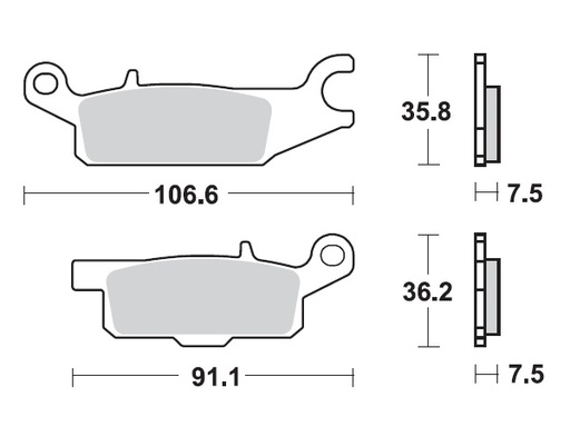 [MI-35-960-M] MINO Brake Pads Sinter , Fits :  ( 35-960 ) M0443M ,Yamaha     (sintered metal )-Medium,Wet condition