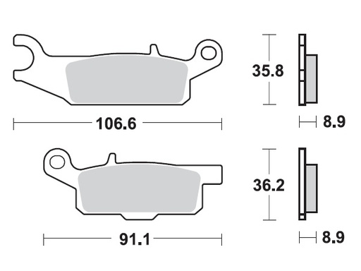 [MI-35-961-M] MINO Brake Pads Sinter , Fits :  ( 35-961 ) M0446M , Yamaha     (sintered metal )-Medium,Wet condition
