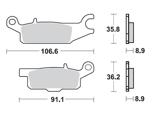 [MI-35-962-M] MINO : ( 35-962 ) M0445M  , Brake Pads Sinter , Fits : Yamaha     (sintered metal ) Medium for Wet condition