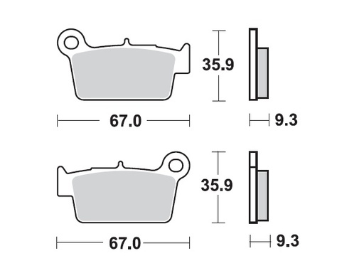 [MI-35-945-S] MINO Brake Pads Sinter , Fits :  ( 35-945 ) M0367 , KX Rear - Soft     (sintered metal )-Soft ,Dry conditions